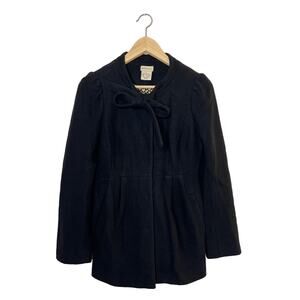 Anthropologie Elevenses Tie-Neck Detail Wool Pea Coat